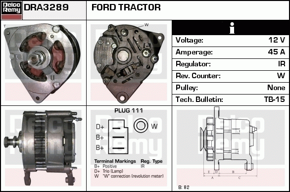 DELCO REMY DRA3289 Alternator