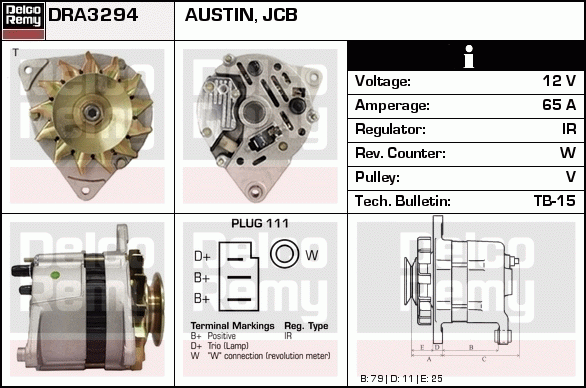 DELCO REMY DRA3294 Alternator