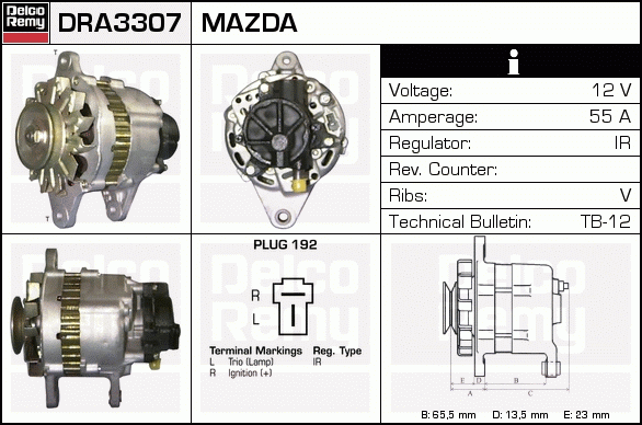 DELCO REMY DRA3307 Alternator