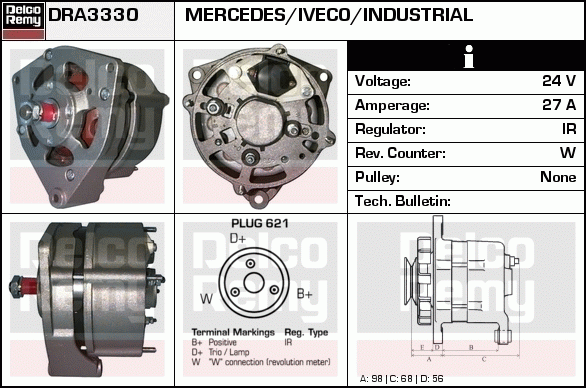 DELCO REMY DRA3330 Alternator