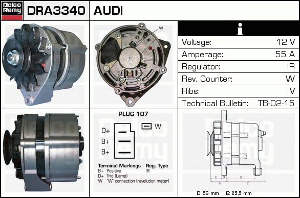 DELCO REMY DRA3340 Alternator