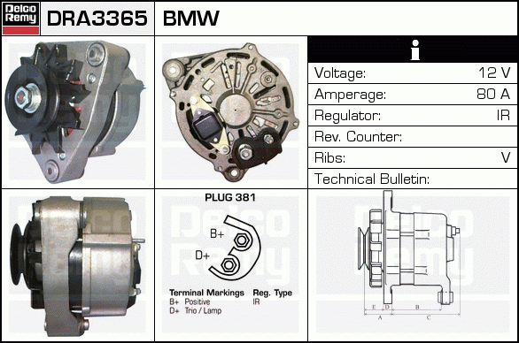 DELCO REMY DRA3365 Alternator