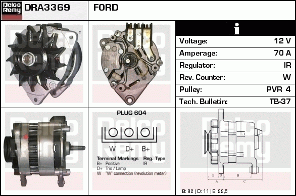 DELCO REMY DRA3369 Alternator