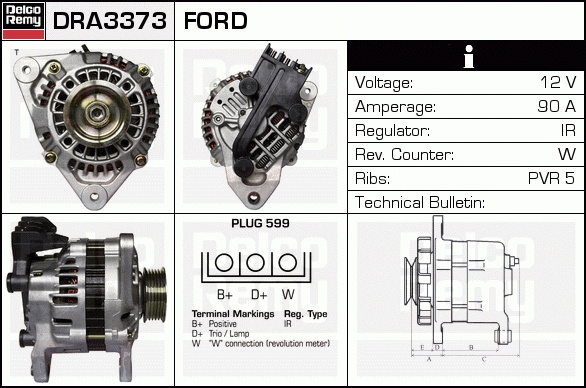 DELCO REMY DRA3373 Alternator