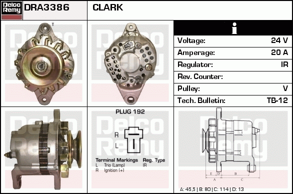 DELCO REMY DRA3386 Alternator