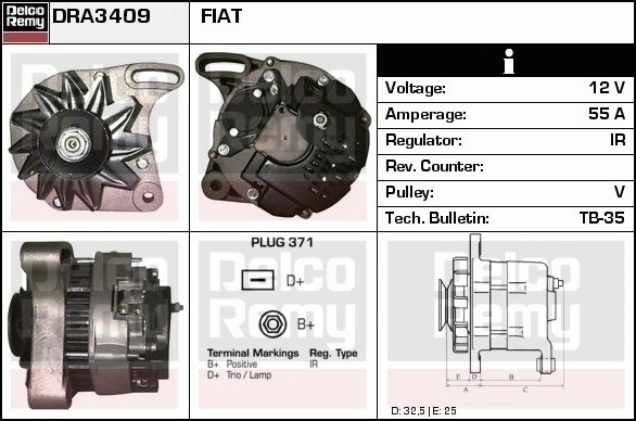 DELCO REMY DRA3409N Alternator