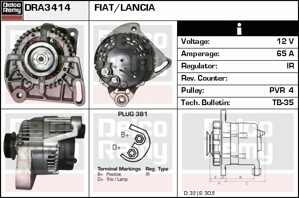 DELCO REMY DRA3414 Alternator