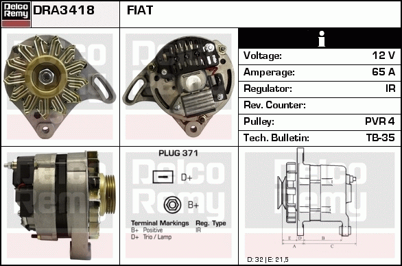 DELCO REMY DRA3418 Alternator