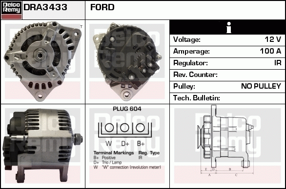 DELCO REMY DRA3433 Alternator