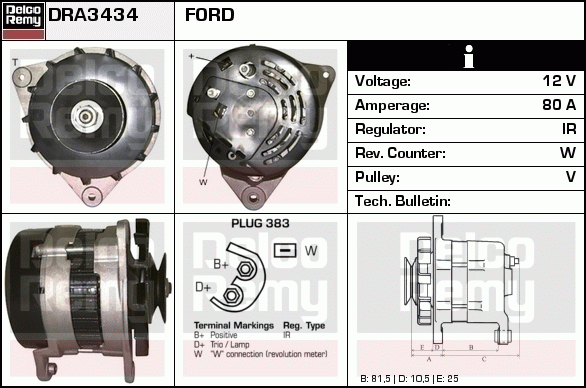 DELCO REMY DRA3434 Alternator