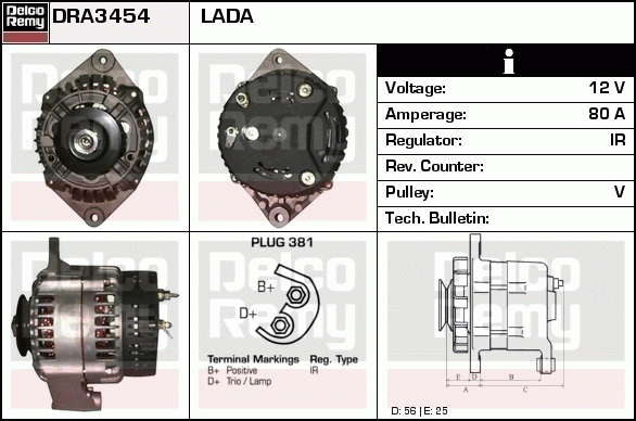 DELCO REMY DRA3454 Alternator