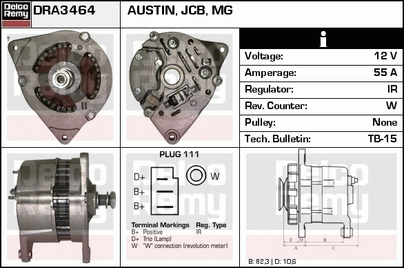 DELCO REMY DRA3464 Alternator