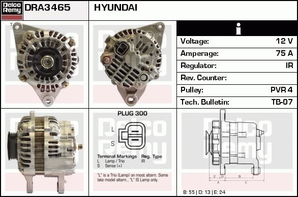 DELCO REMY DRA3465N Alternator