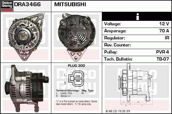 DELCO REMY DRA3466 Alternator