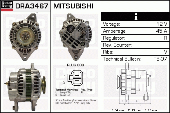 DELCO REMY DRA3467 Alternator