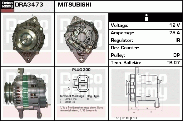 DELCO REMY DRA3473 Alternator