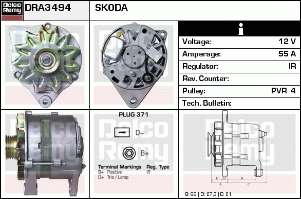 DELCO REMY DRA3494 Alternator