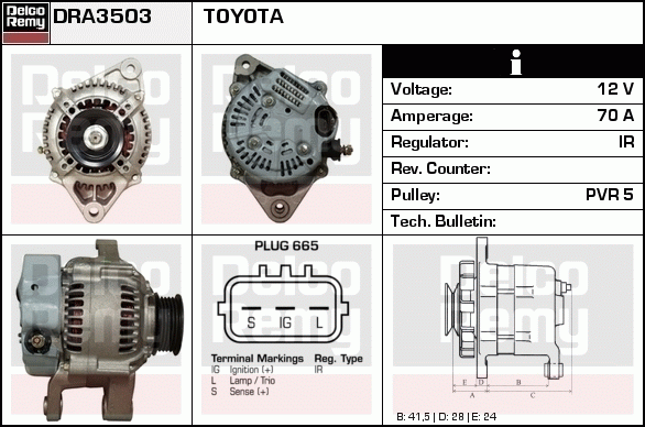 DELCO REMY DRA3503 Alternator