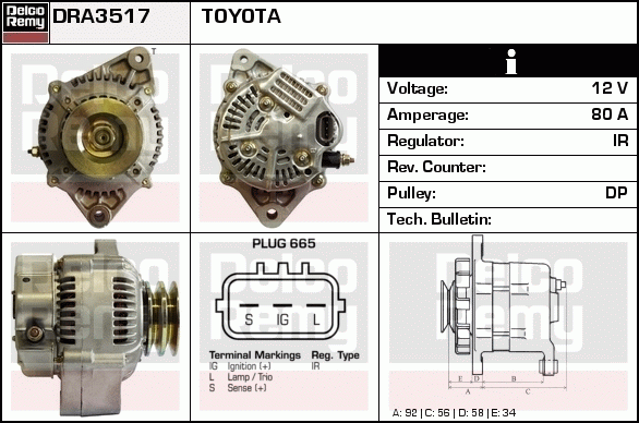 DELCO REMY DRA3517 Alternator