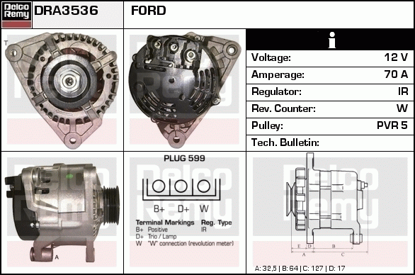 DELCO REMY DRA3536 Alternator