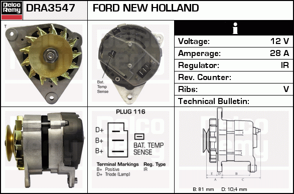 DELCO REMY DRA3547 Alternator