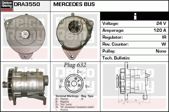 DELCO REMY DRA3550 Alternator