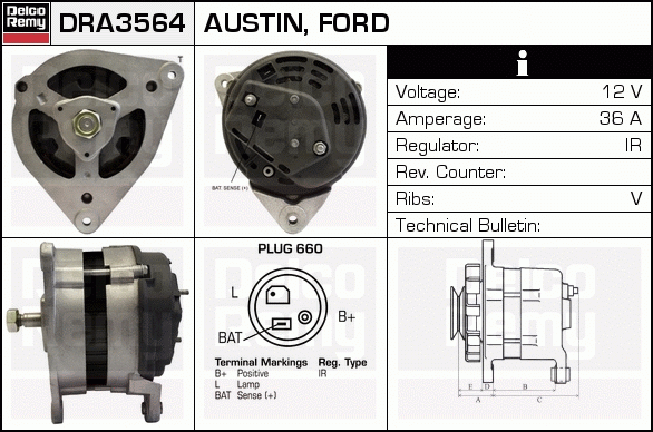 DELCO REMY DRA3564 Alternator