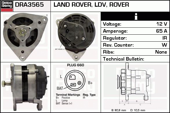 DELCO REMY DRA3565 Alternator