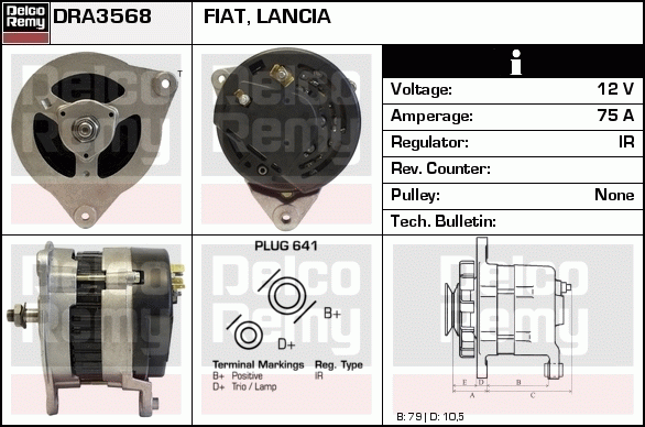 DELCO REMY DRA3568 Alternator