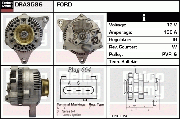 DELCO REMY DRA3586 Alternator