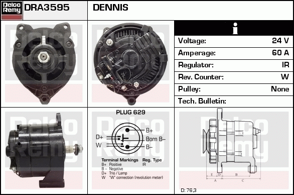 DELCO REMY DRA3595 Alternator