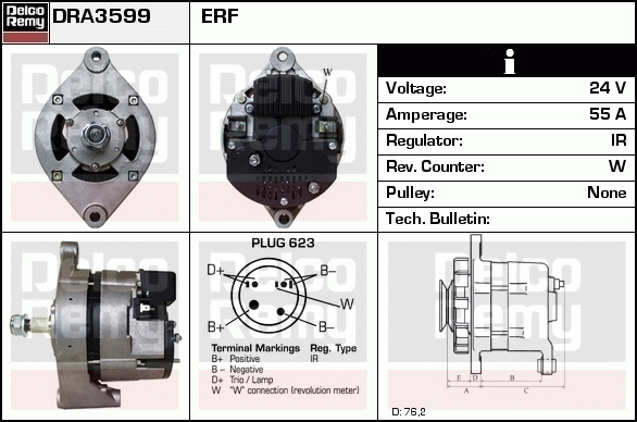 DELCO REMY DRA3599 Alternator