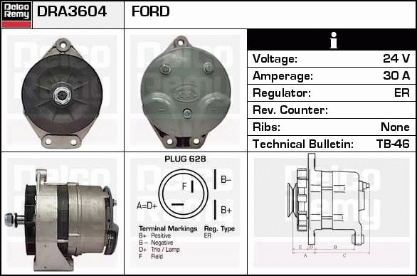 DELCO REMY DRA3604 Alternator