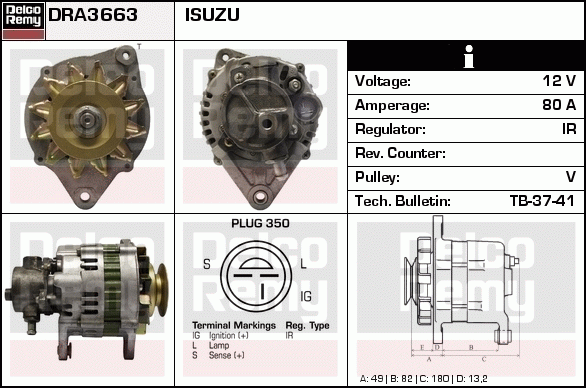 DELCO REMY DRA3663 Alternator