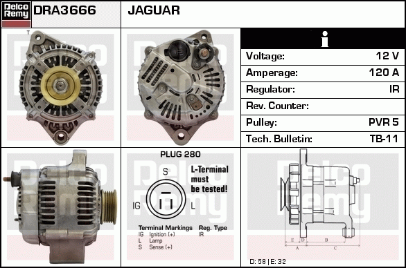 DELCO REMY DRA3666 Alternator