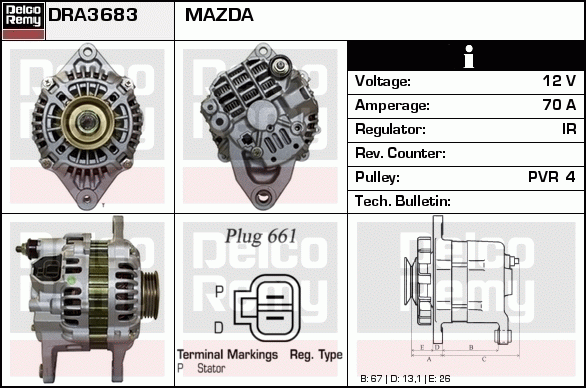 DELCO REMY DRA3683 Alternator