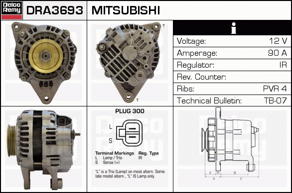 DELCO REMY DRA3693 Alternator