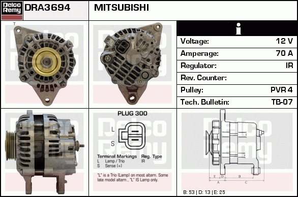 DELCO REMY DRA3694 Alternator