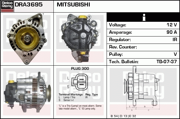 DELCO REMY DRA3695N Alternator