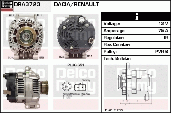 DELCO REMY DRA3723 Alternator