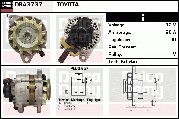 DELCO REMY DRA3737 Alternator