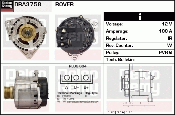 DELCO REMY DRA3758 Alternator