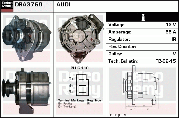 DELCO REMY DRA3760 Alternator