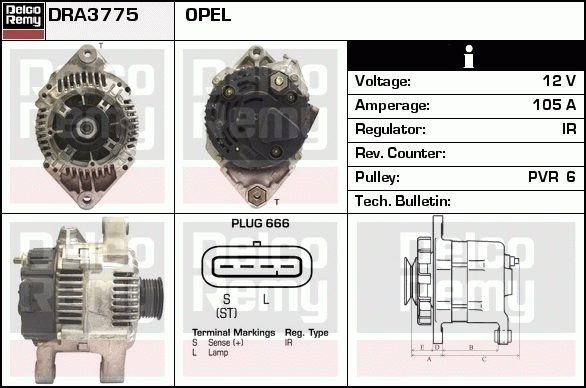 DELCO REMY DRA3775 Alternator