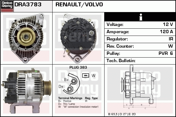 DELCO REMY DRA3783 Alternator