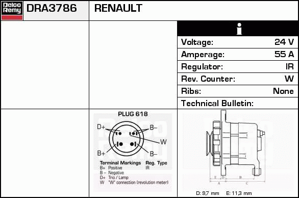 DELCO REMY DRA3786 Alternator