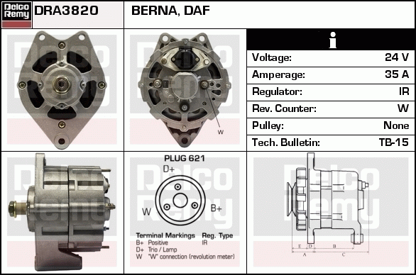 DELCO REMY DRA3820 Alternator