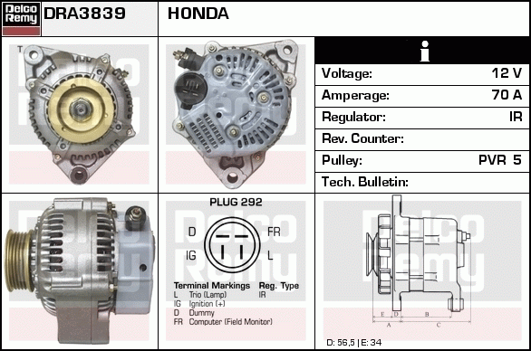 DELCO REMY DRA3839 Alternator