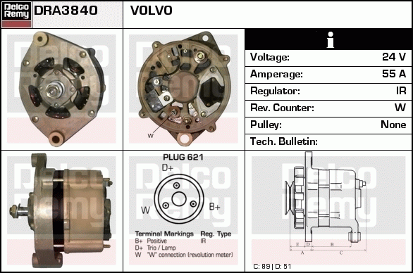 DELCO REMY DRA3840 Alternator