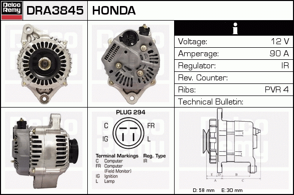 DELCO REMY DRA3845 Alternator